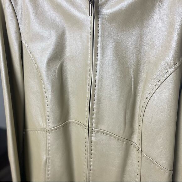 Light Platinum Gold Lined Leather Jacket by Coldwater Creek, Career, Travel L - Picture 8 of 10